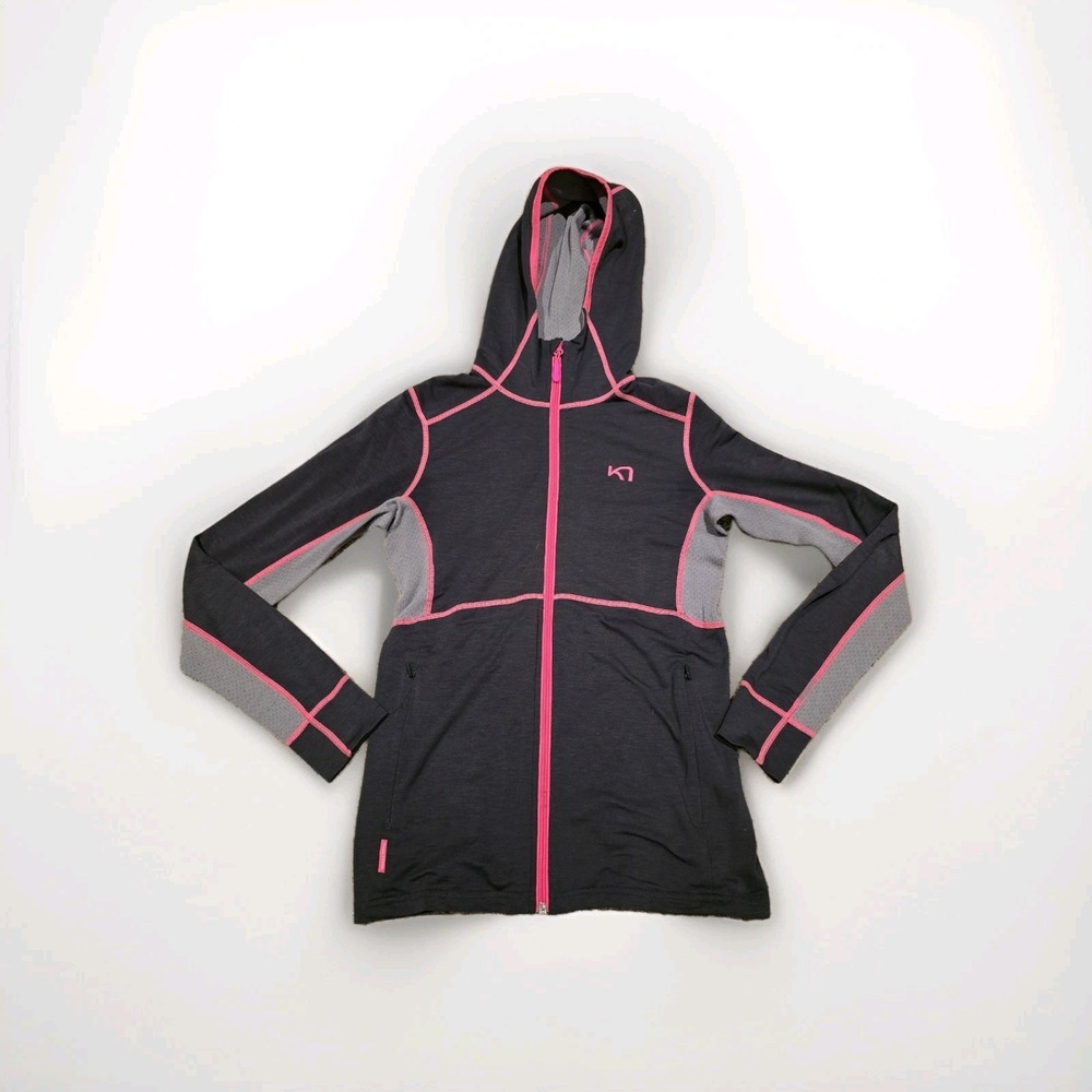 Kari Traa Womens Grey Pink Full Zip Hiking Running Jacket Small